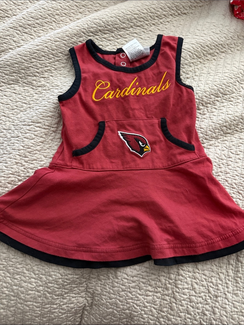 Red Sleeveless Girls Dress with Team Logo CARDINALS - 12-18m